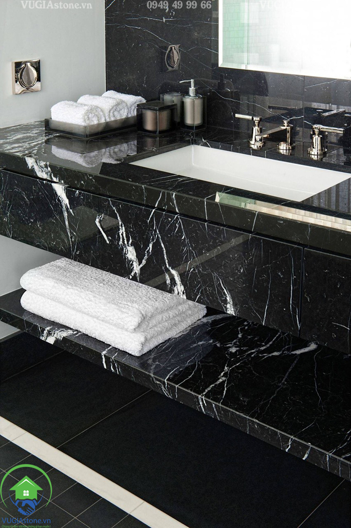 Đá marble đen chỉ trắng ứng dụng